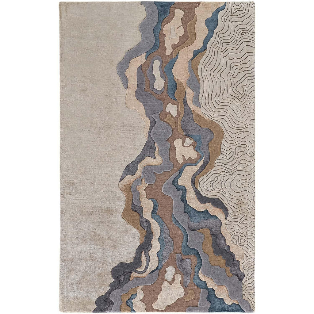 Designer Abstract Terrain Wool & Viscose Carpet