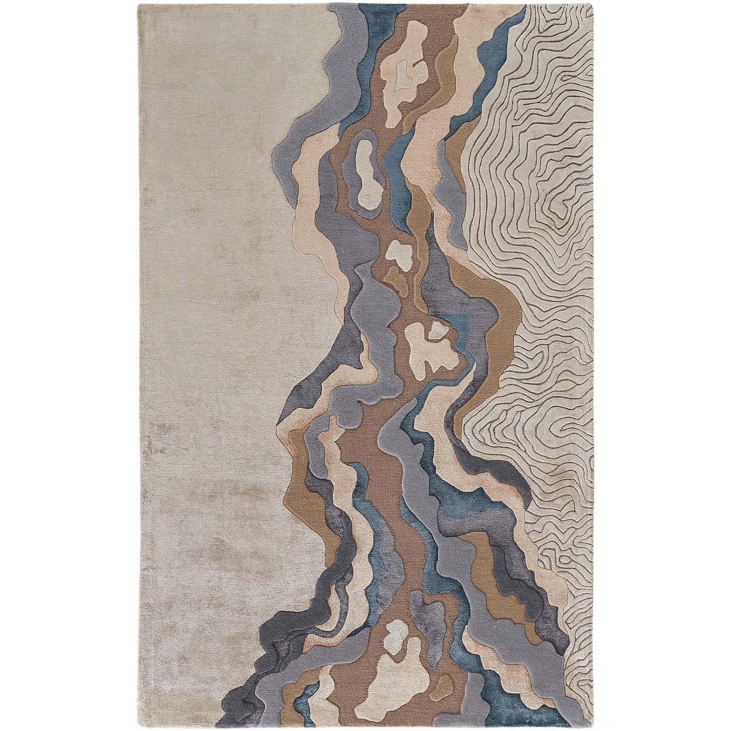 Designer Abstract Terrain Wool & Viscose Carpet