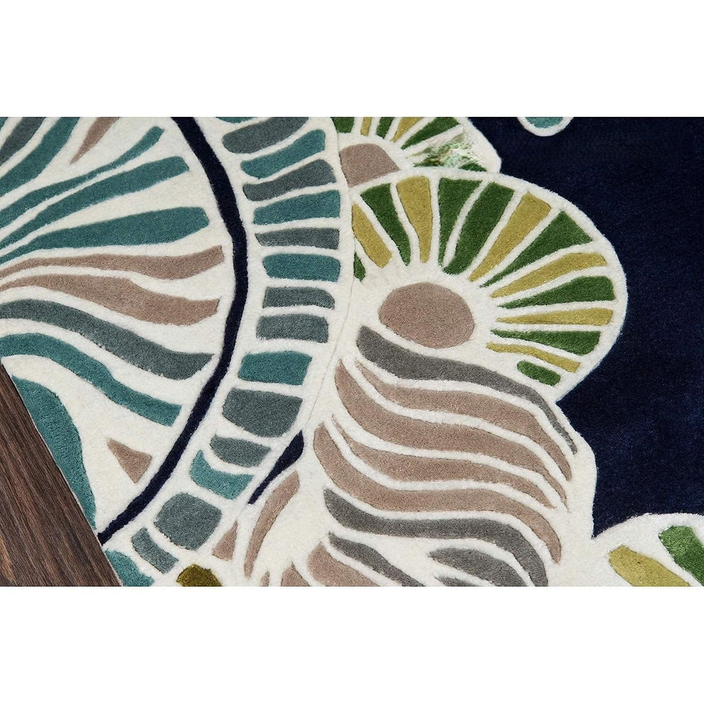 Navy Blue Mandala Floral Premium Hand-Tufted Rug