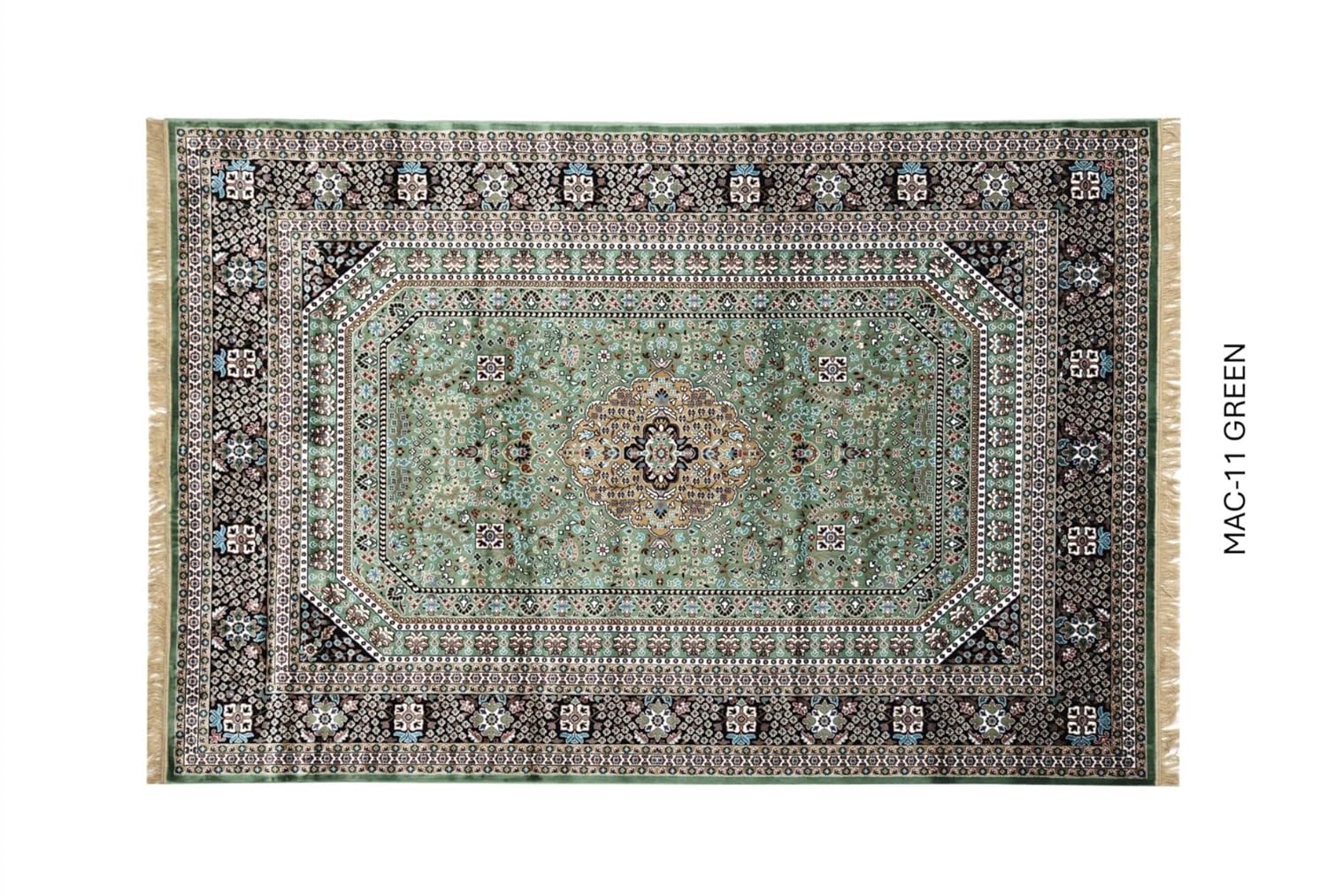 Green Persian Carpet With Detailed Border