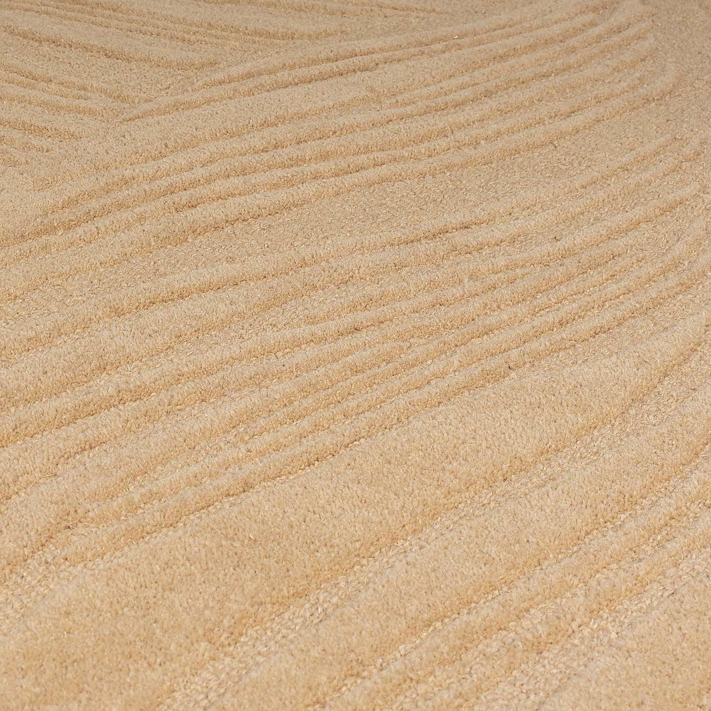 Beige Textured Leaf Hand Tufted Carpet