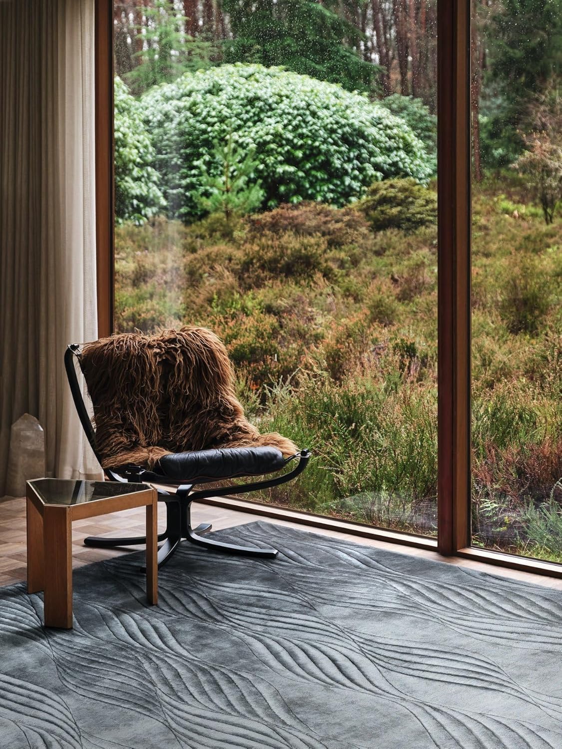 Grey Wave Viscose Designer Carpet