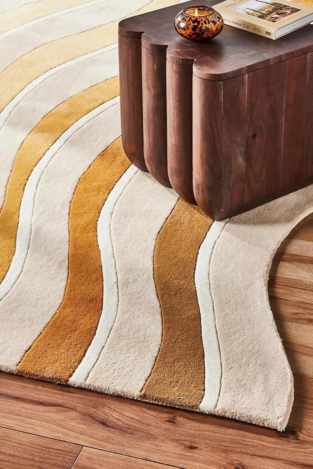 Beige Irregular Wave Design Rug