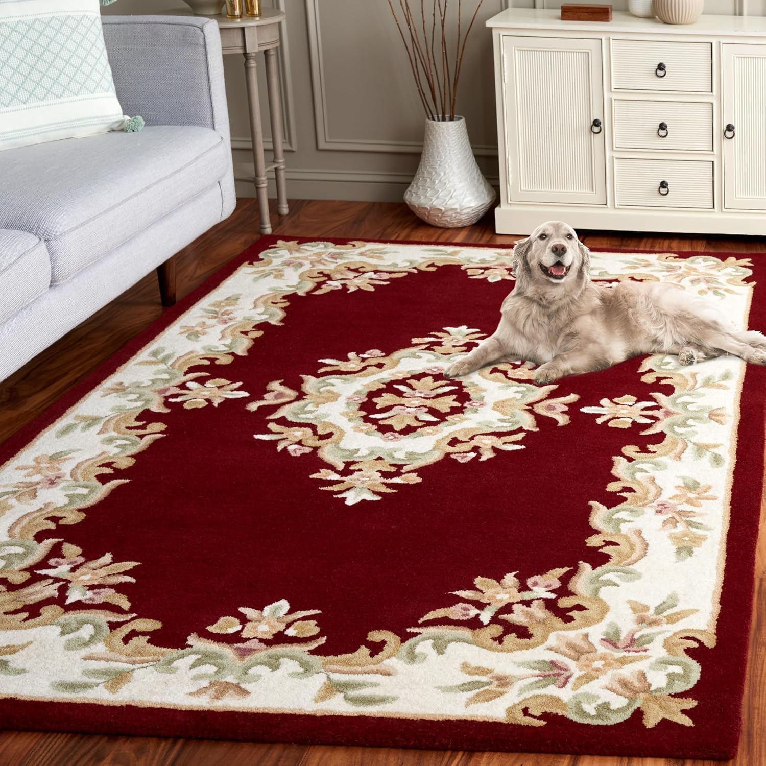 Red Abushan Floral Persian Carpet & Rug