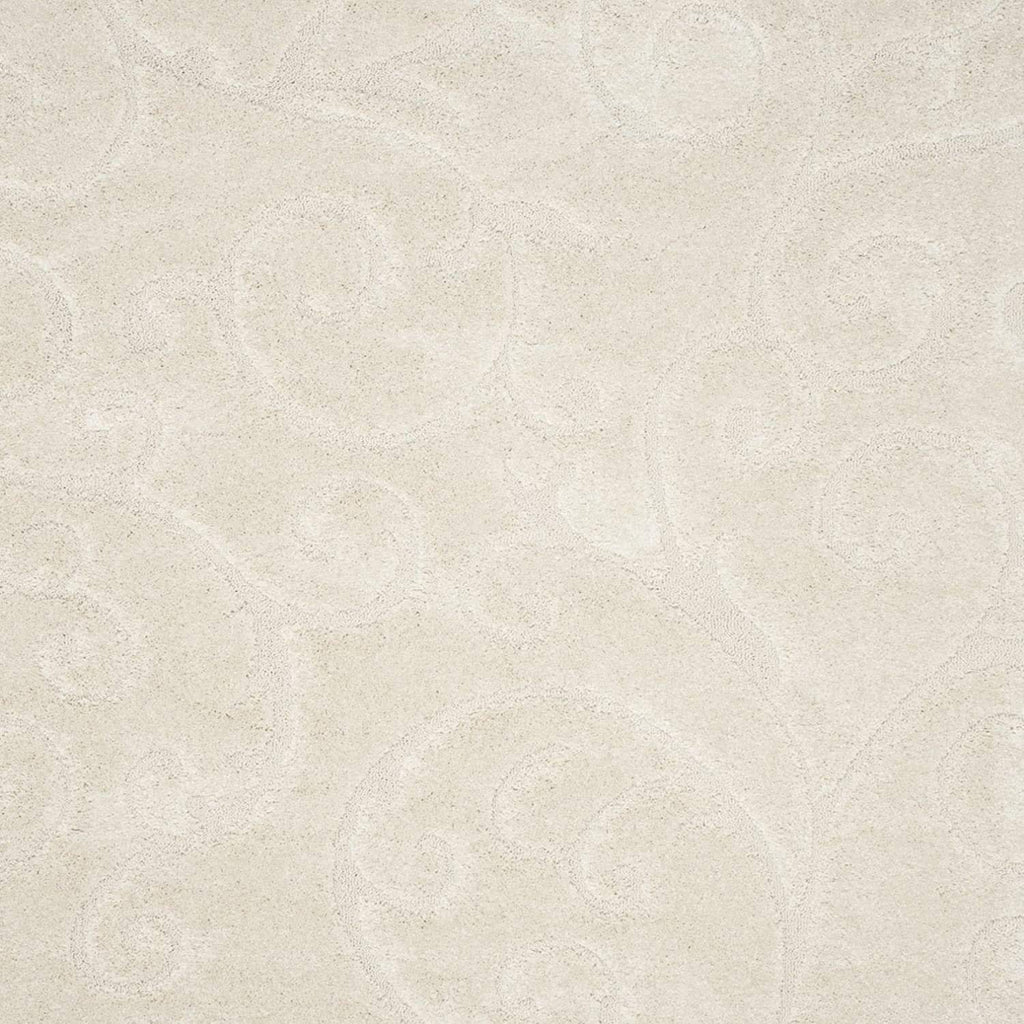 Ivory Floral Scroll Shaggy Carpet