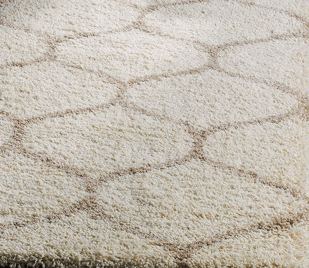 Luxury Cream Lattice Plush Carpet & Rug