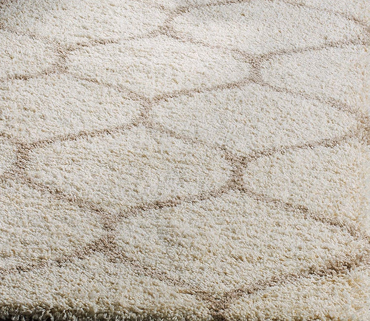 Luxury Cream Lattice Plush Carpet & Rug