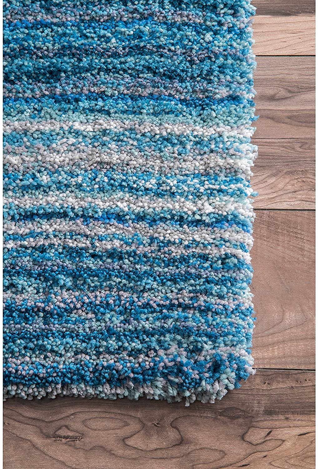 Ocean Blue Modern Textured Area Carpet