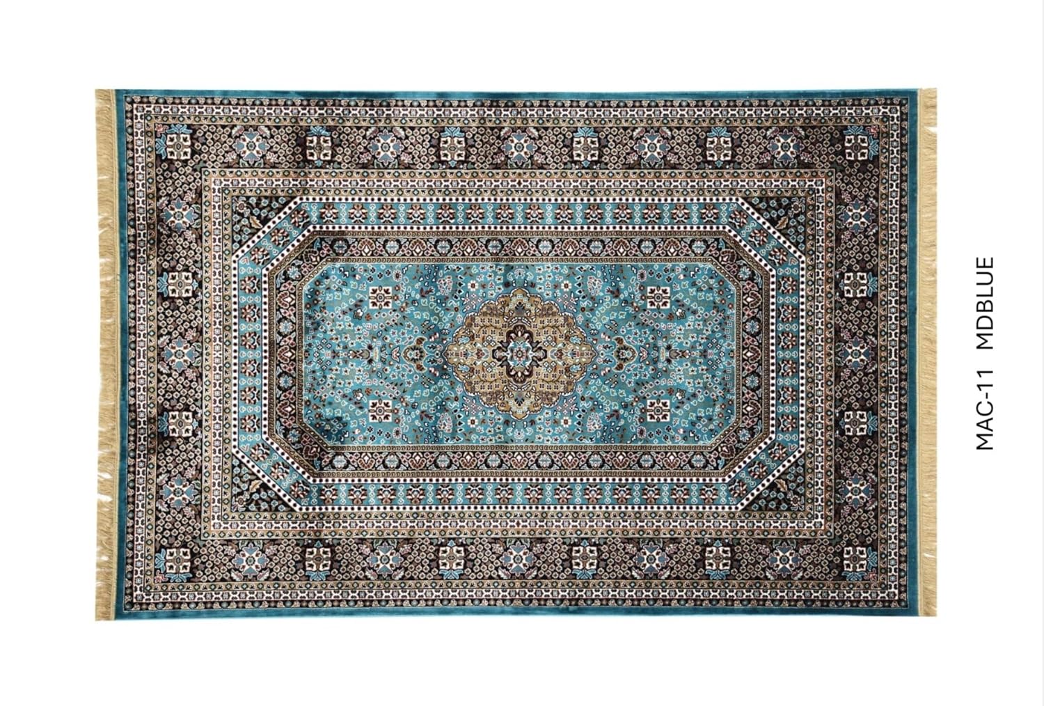 Luxury Turquoise Persian Carpet with Medallion Design