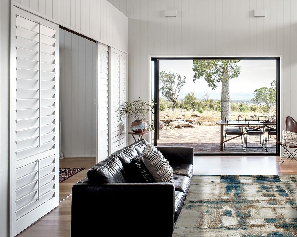 Luxury Abstract Rugs Blue Beige Contemporary Area Rugs