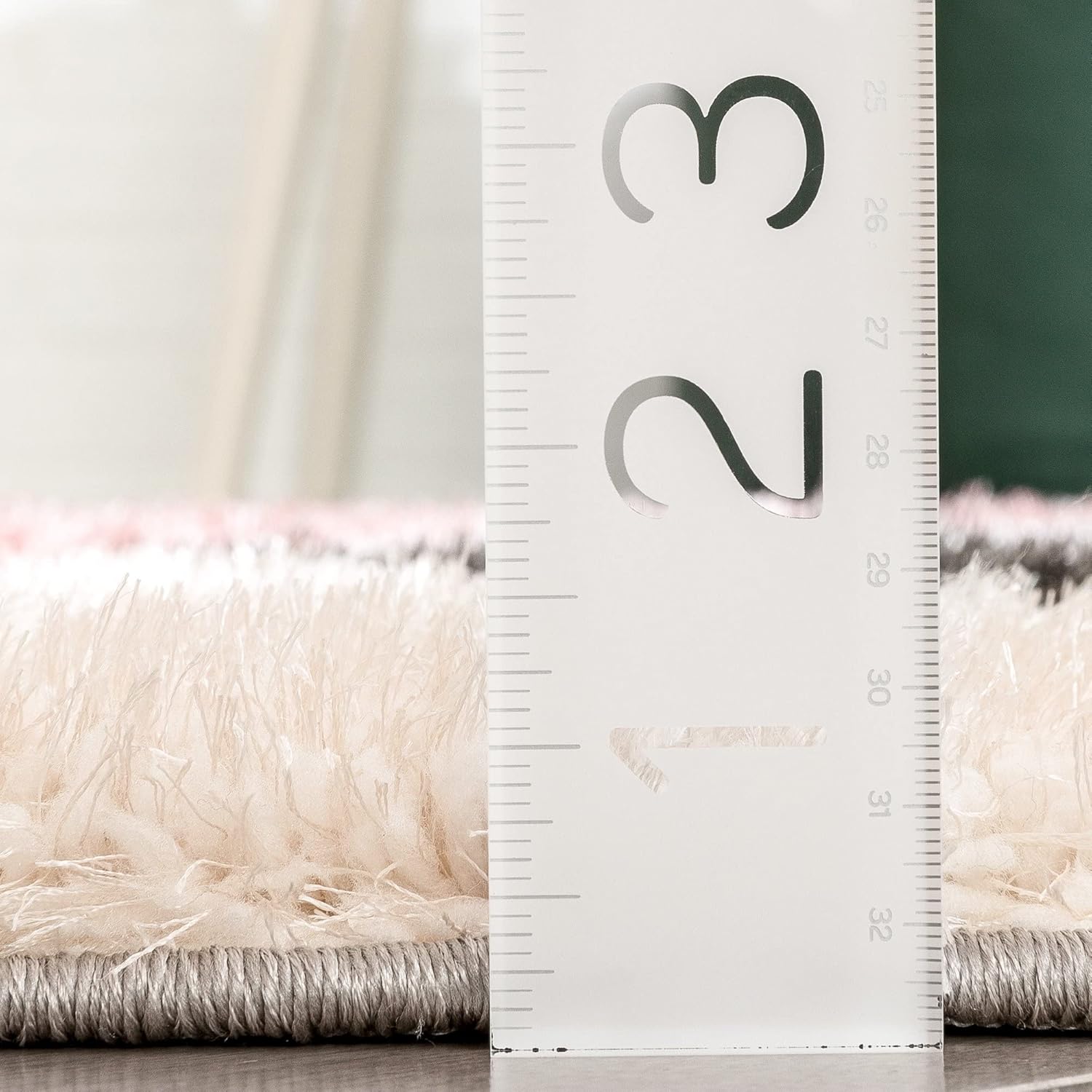 Geometric Shaggy White Carpet & Rug