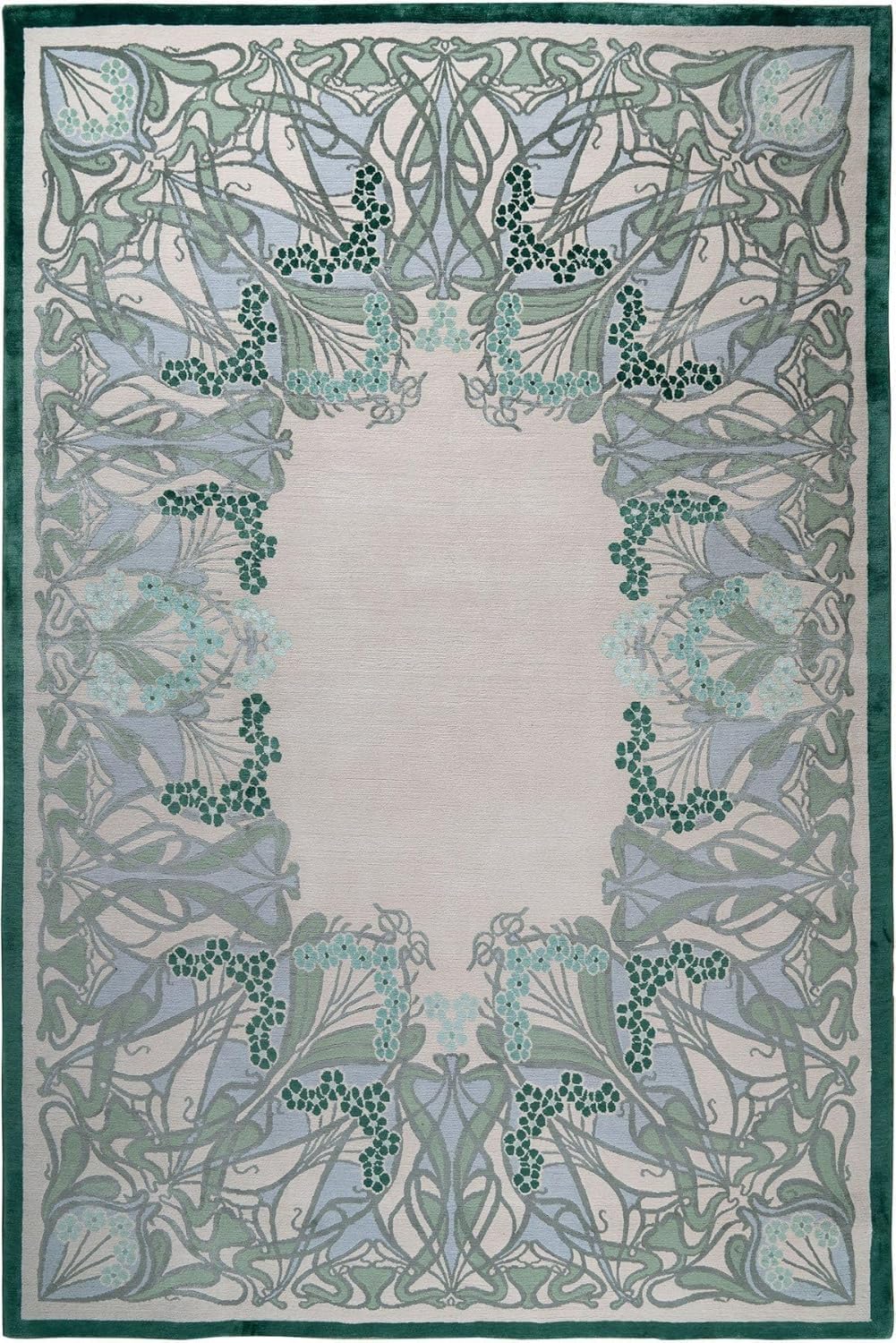 Ivory Palace Style Emerald Wool & Viscose Carpet