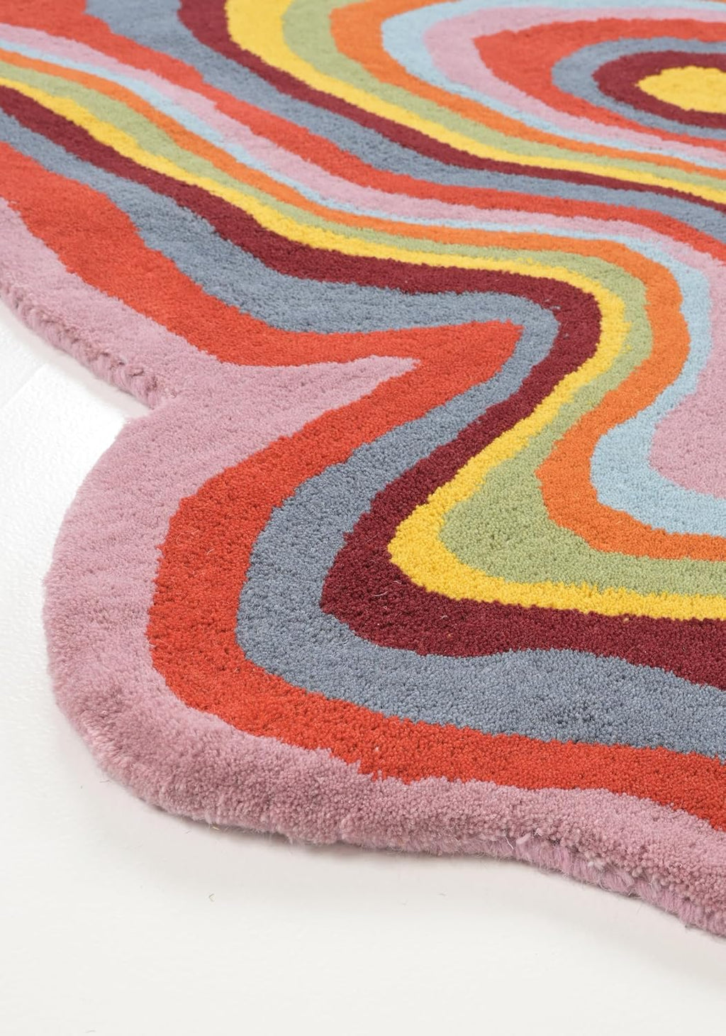 Irregular Shaped Handmade Wool Rug | Modern Colourful Stripe Premium Area Rug Perfect for Home Decor