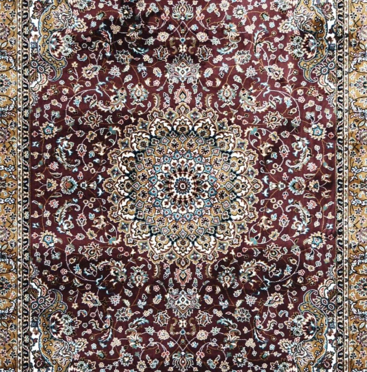 Rich Brown Persian Silk Classic Border Rug