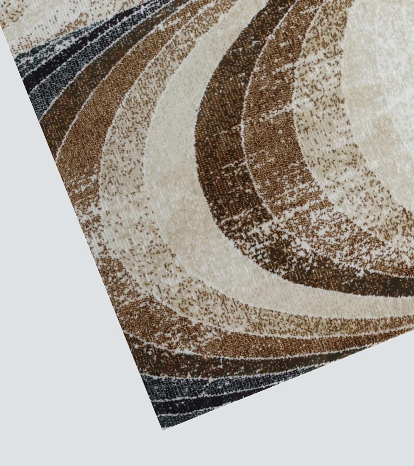 Abstract Floral Swirl Neutral Tone Area Rug