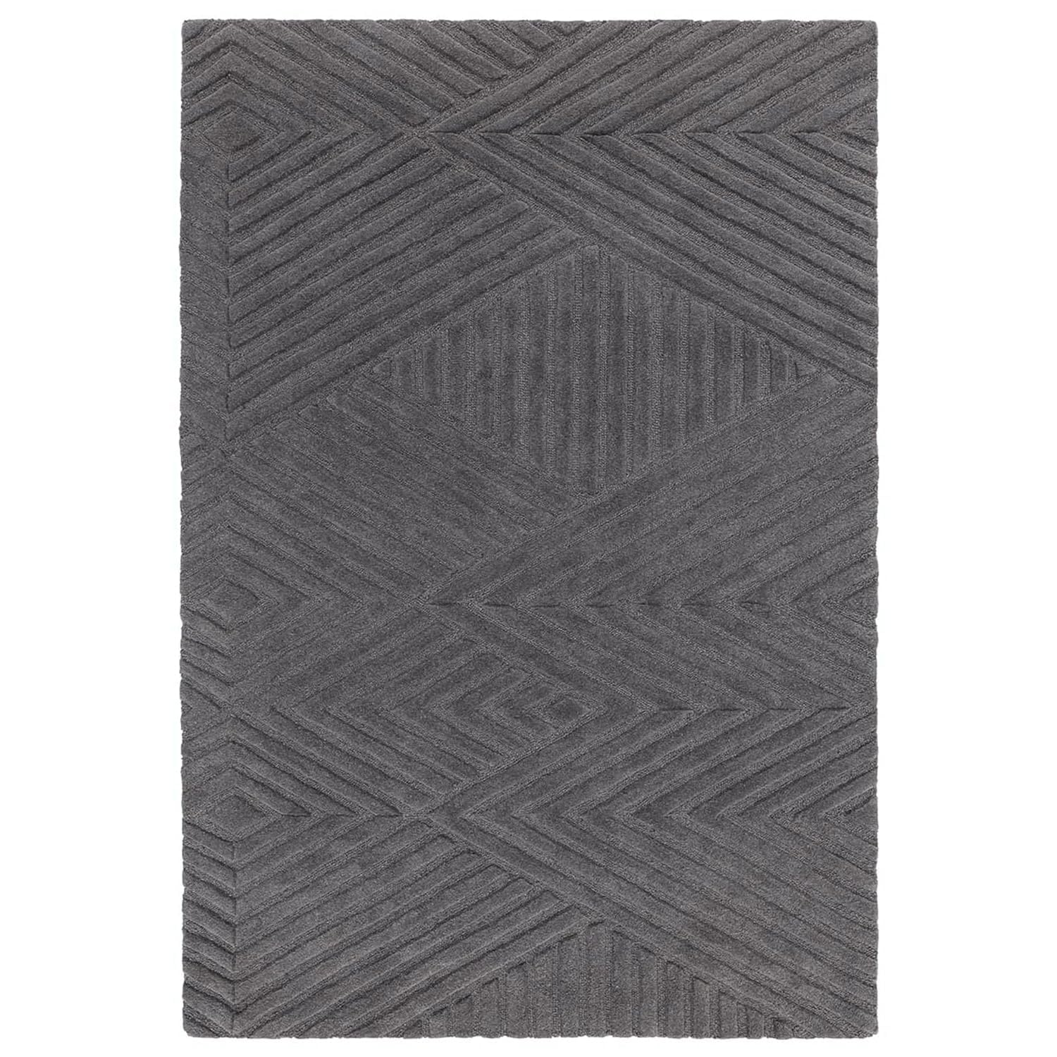 Modern Grey Geometric Textured Rug
