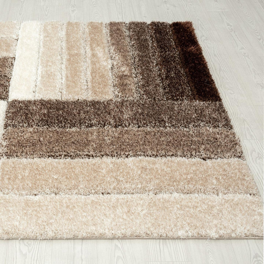 Brown Geometric Patchwork Area Rug