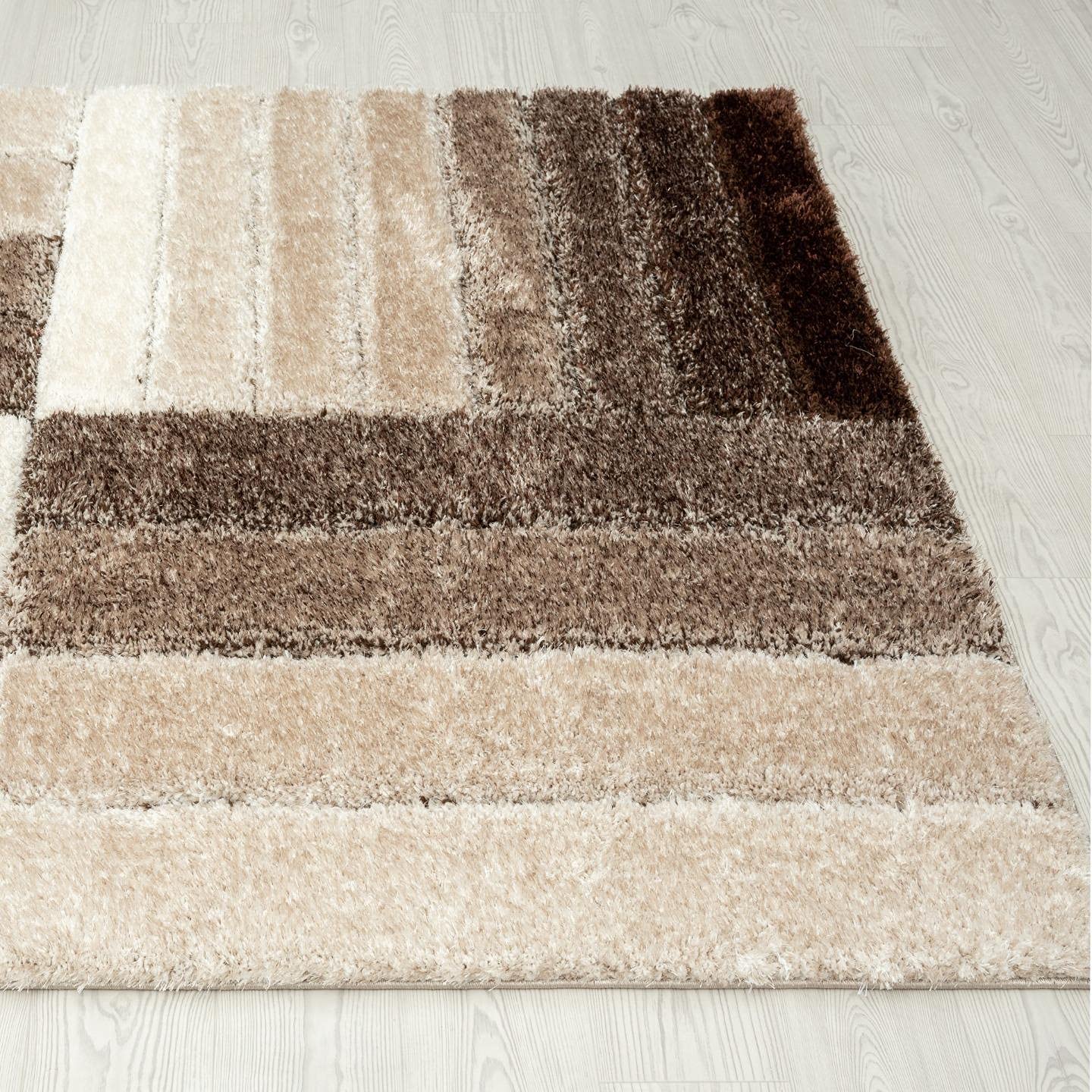 Brown Geometric Patchwork Area Rug