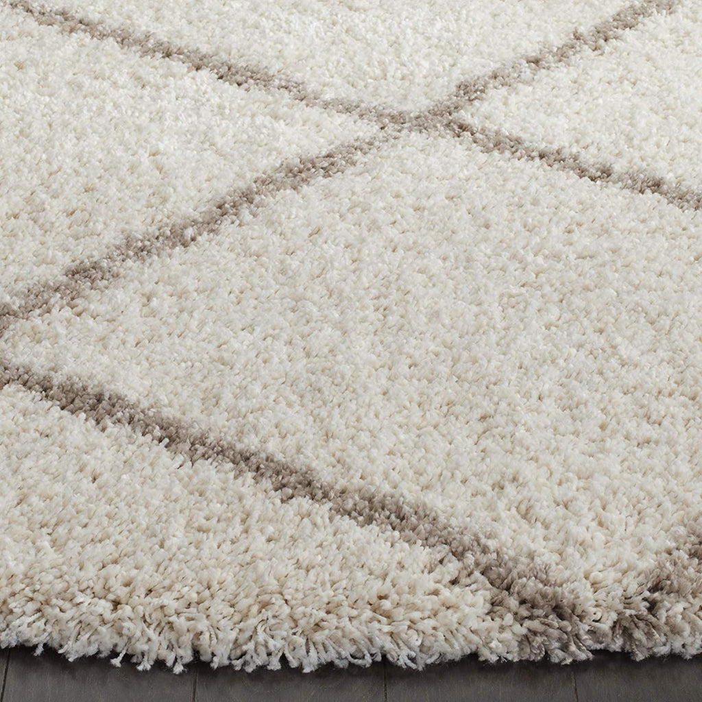 Contemporary Cream Diamond Grid Carpet & Rug