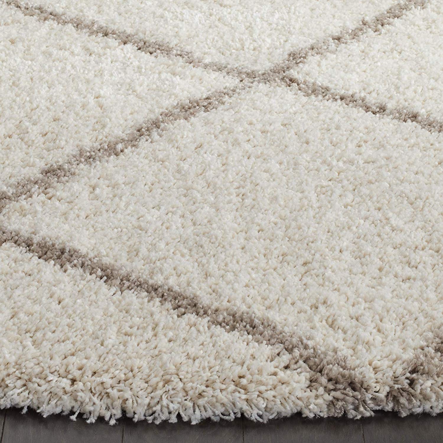 Contemporary Cream Diamond Grid Carpet & Rug