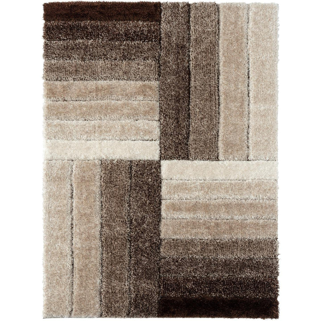 Brown Geometric Patchwork Area Rug