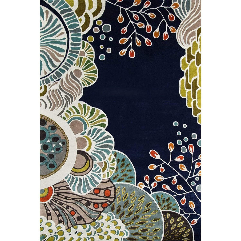 Navy Blue Mandala Floral Premium Hand-Tufted Rug