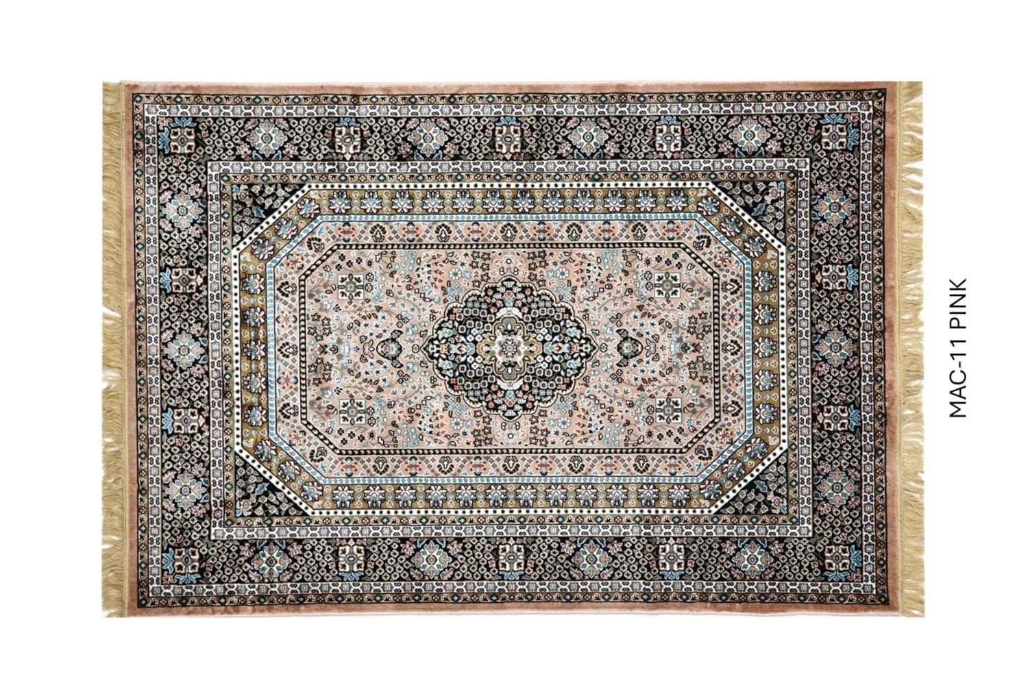 Pink Timeless Heavy Border Persian Silk Rug