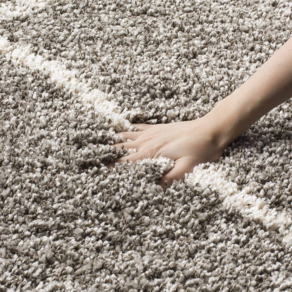 Luxury Diamond Shaggy Grey Carpet & Rug