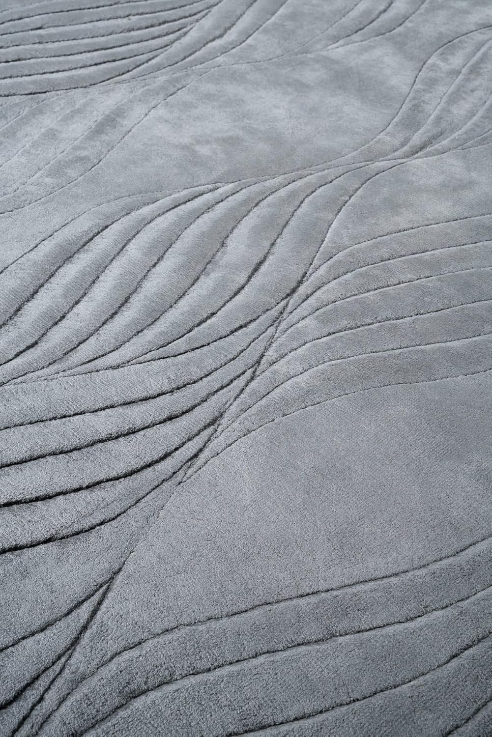 Grey Wave Viscose Designer Carpet