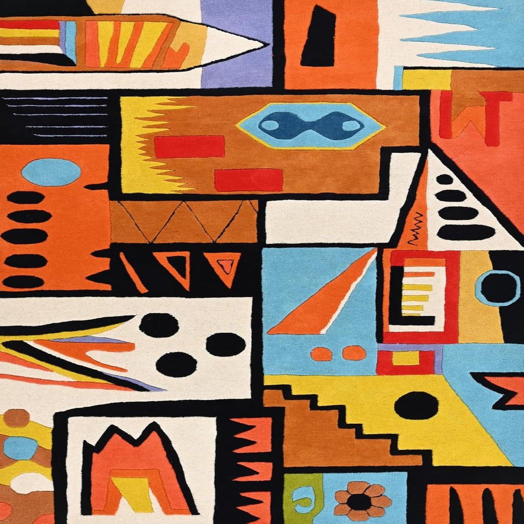 Mid-Century Geometric Hand Tufted Wool Rug