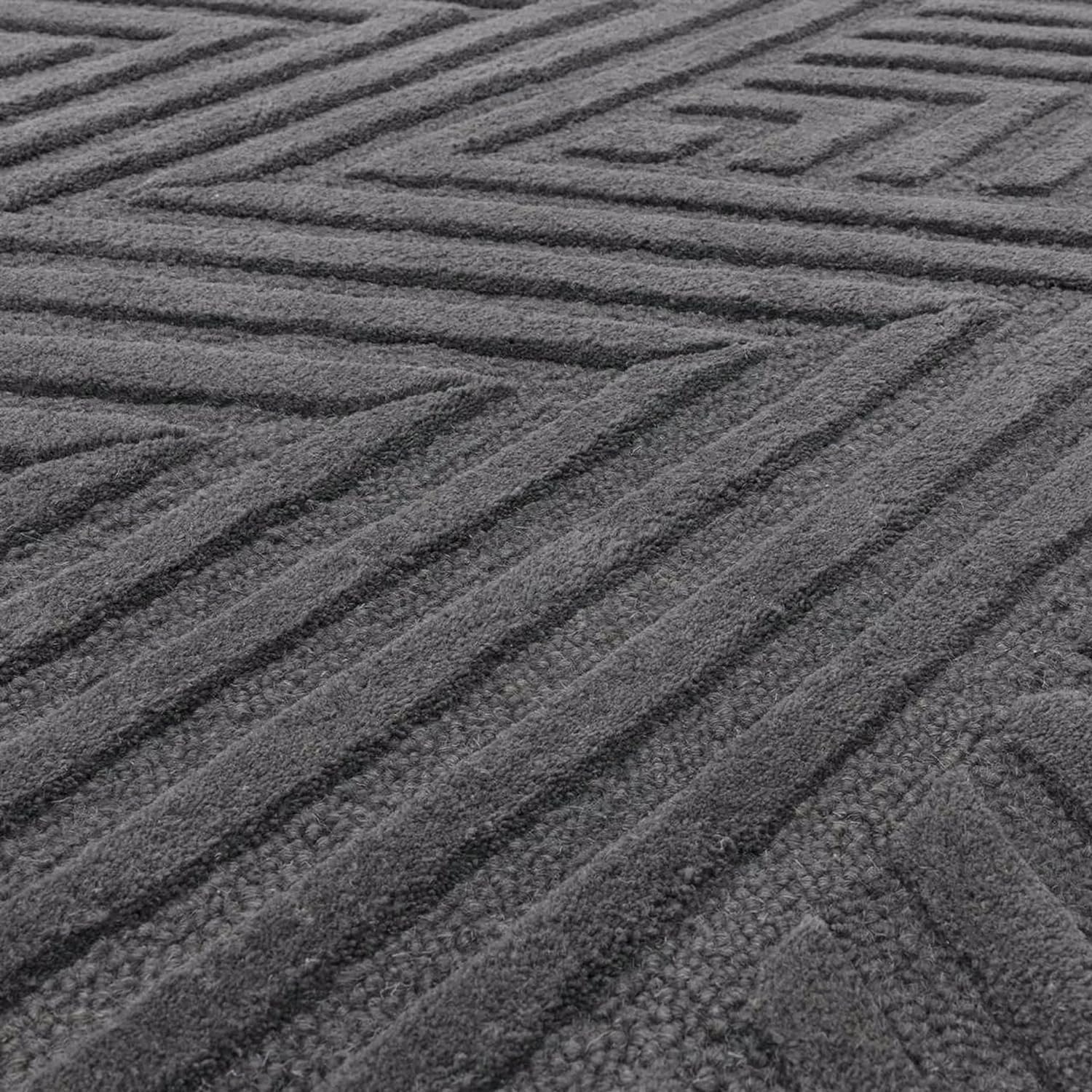 Modern Grey Geometric Textured Rug