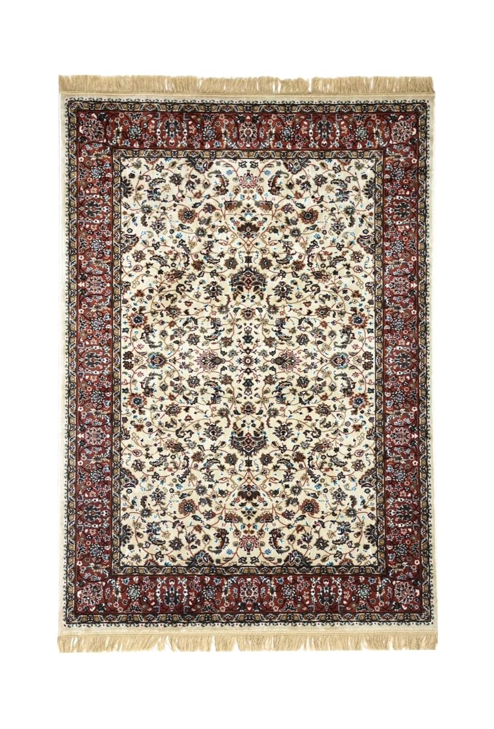 Ivory Classic Persian Silk Decorative Border Rug