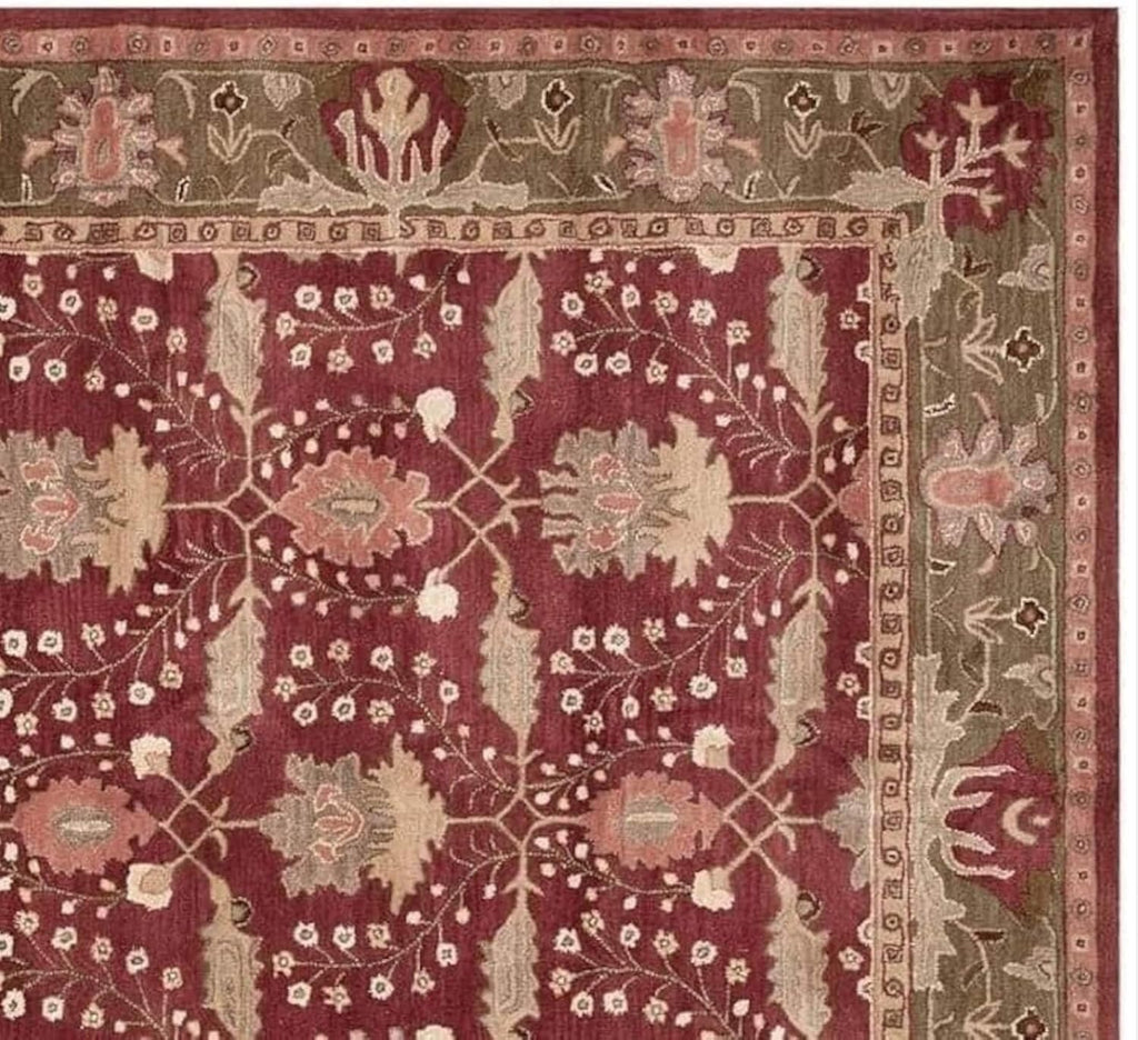 Rich Maroon Traditional Floral Rug