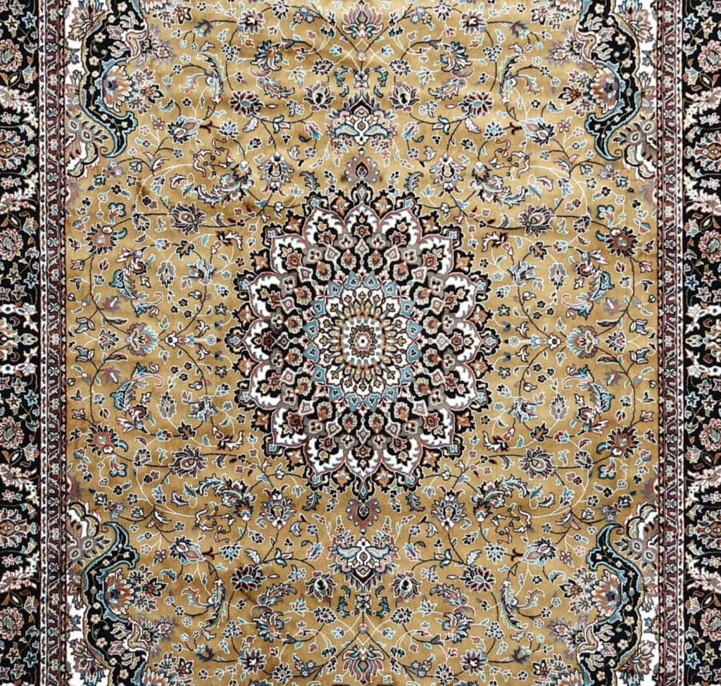 Elegant Gold Carpet With Intricate And Rich Ornamental Border