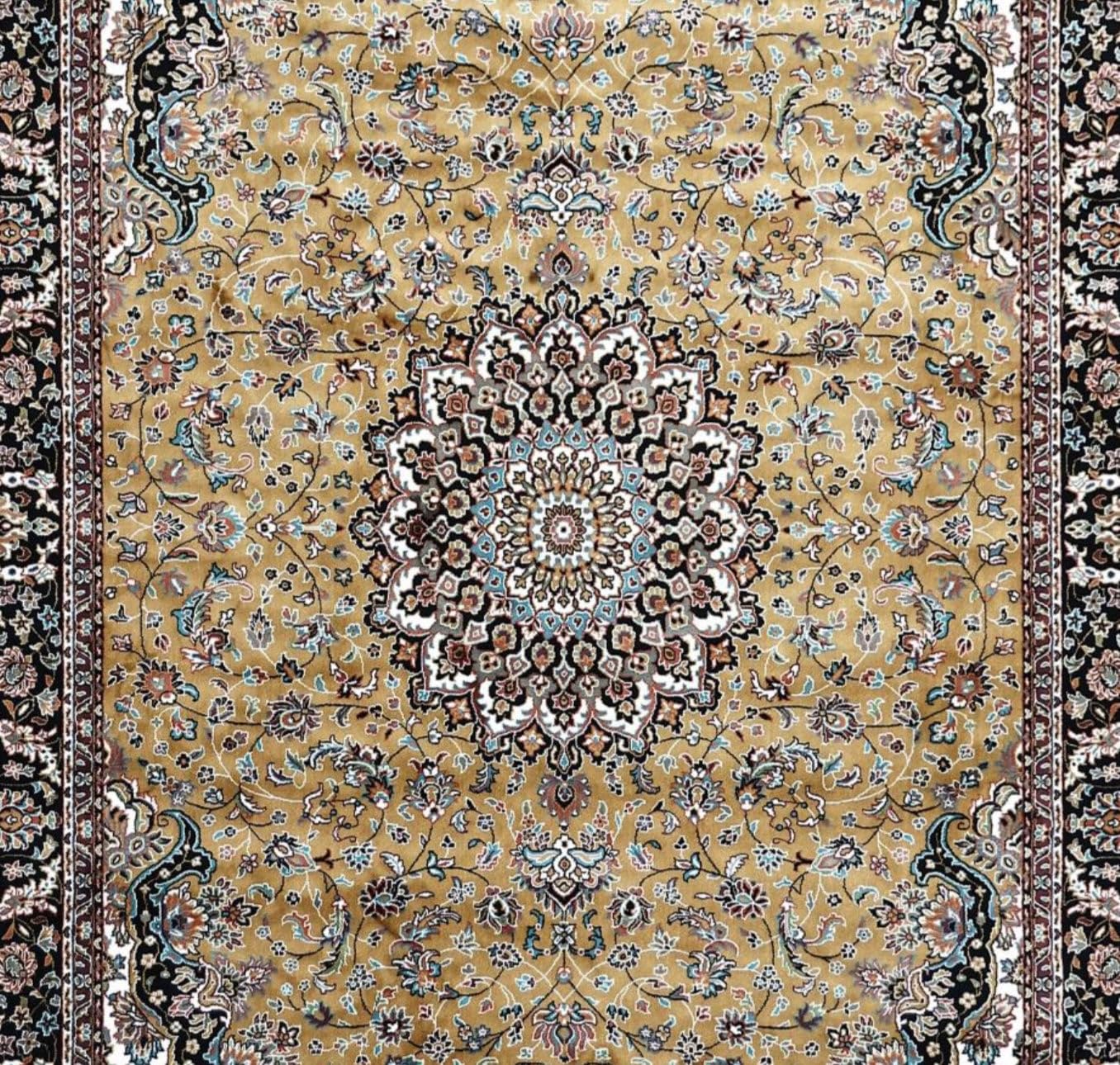 Elegant Gold Carpet With Intricate And Rich Ornamental Border