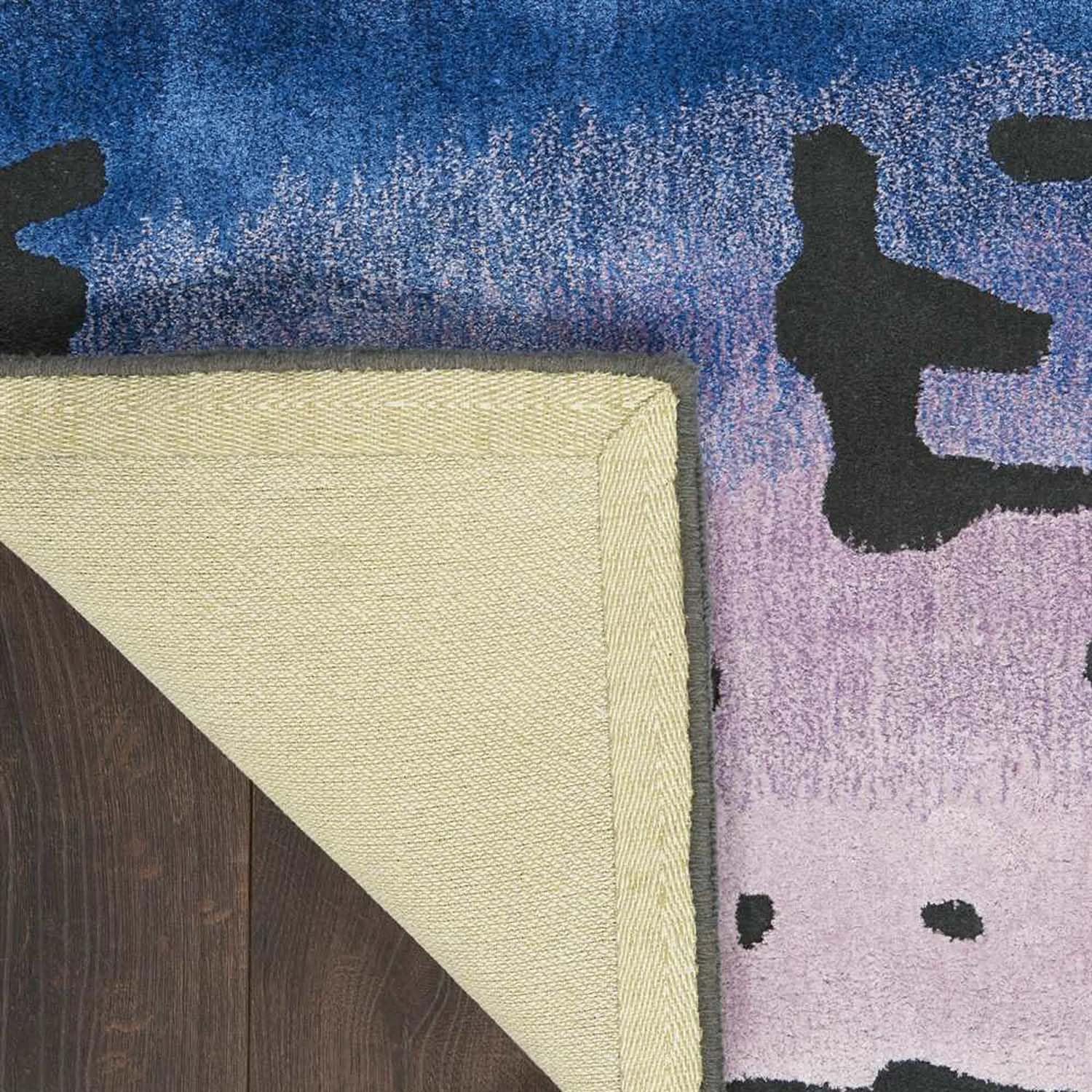 Blue Abstract Wool & Viscose Carpet