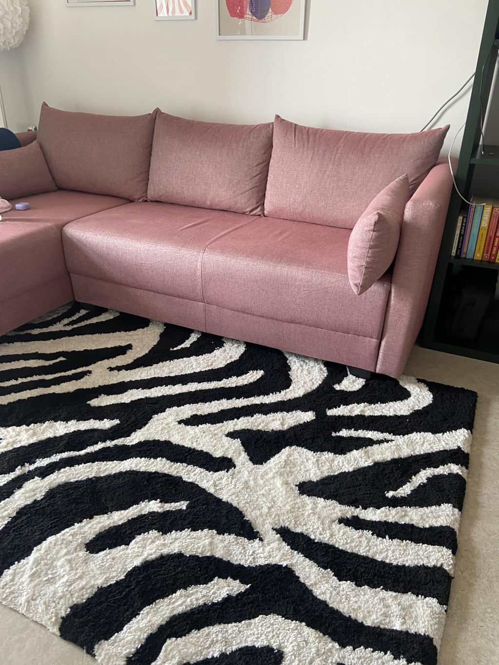 Noir Zebra Wave Textured Shaggy Rug