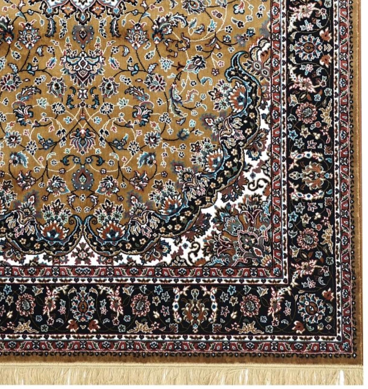 Traditional Vintage Area Rug with Black Border