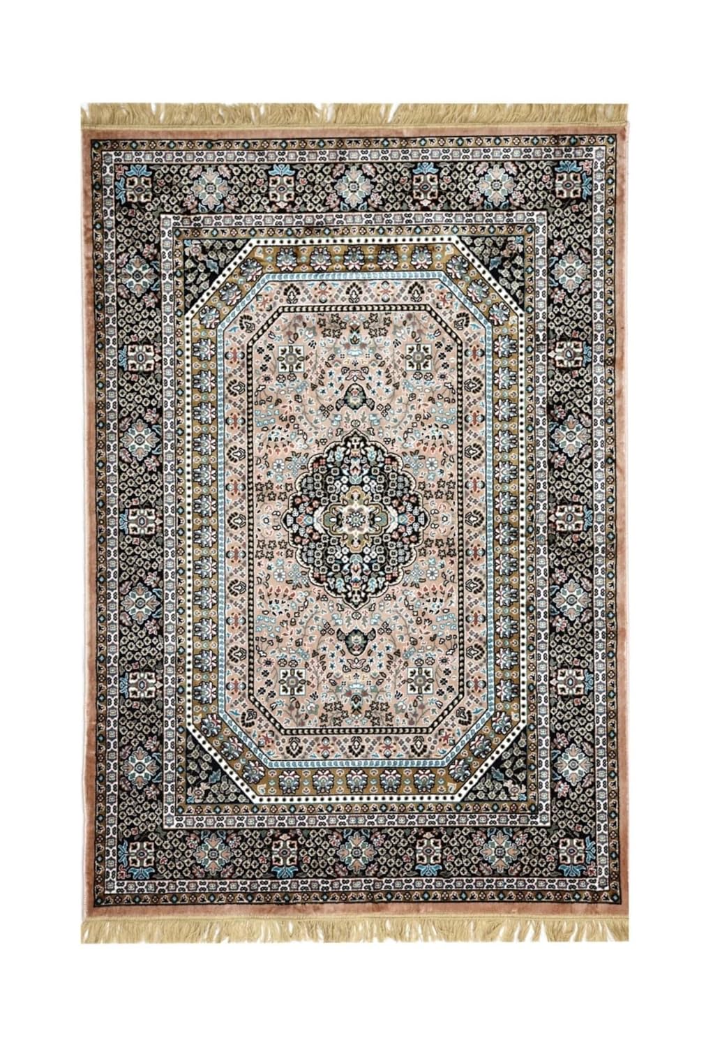 Pink Timeless Heavy Border Persian Silk Rug