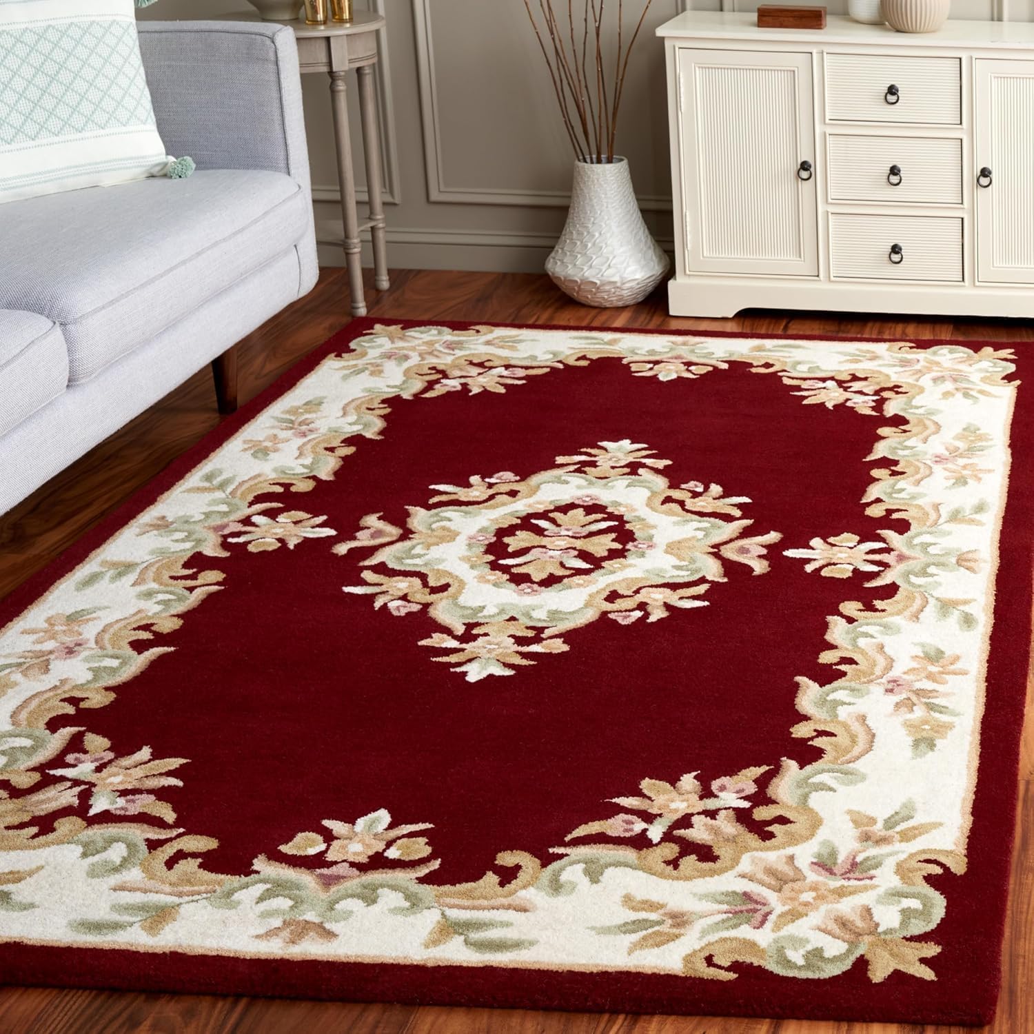 Red Abushan Floral Persian Carpet & Rug