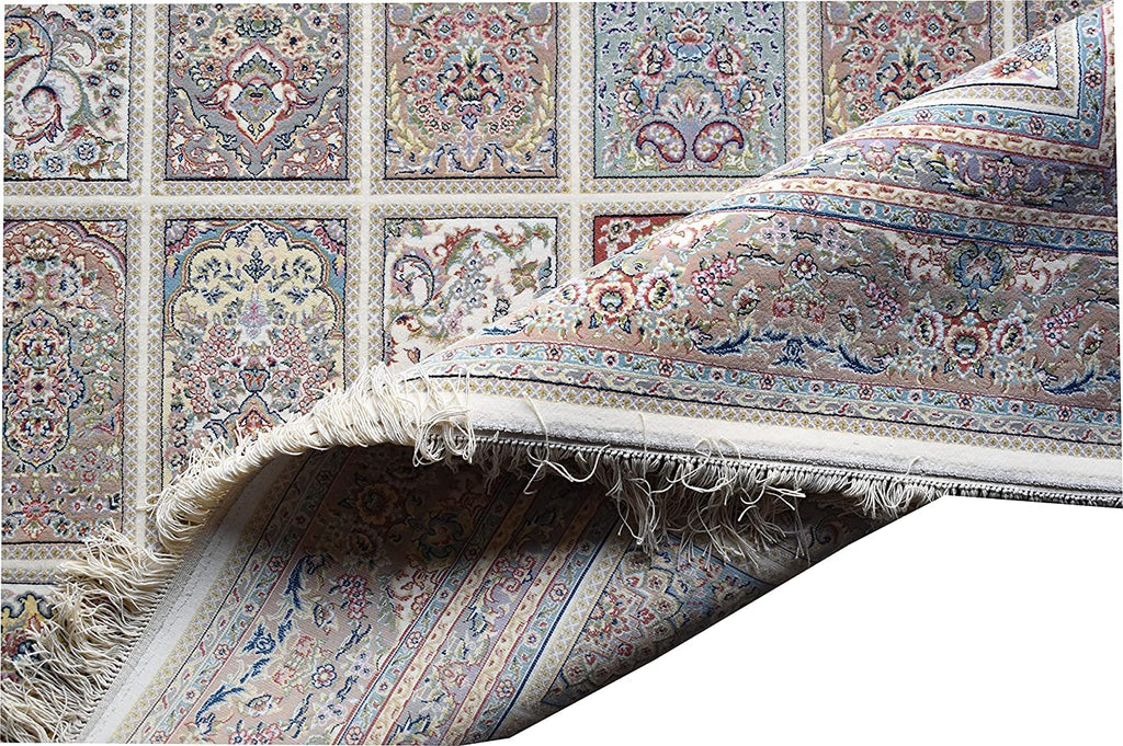 Unique Irani Grid Pattern Carpet with Subtle Classic Detailing