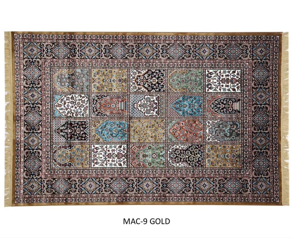 Gold Traditional Qom Persian Patchwork Rug