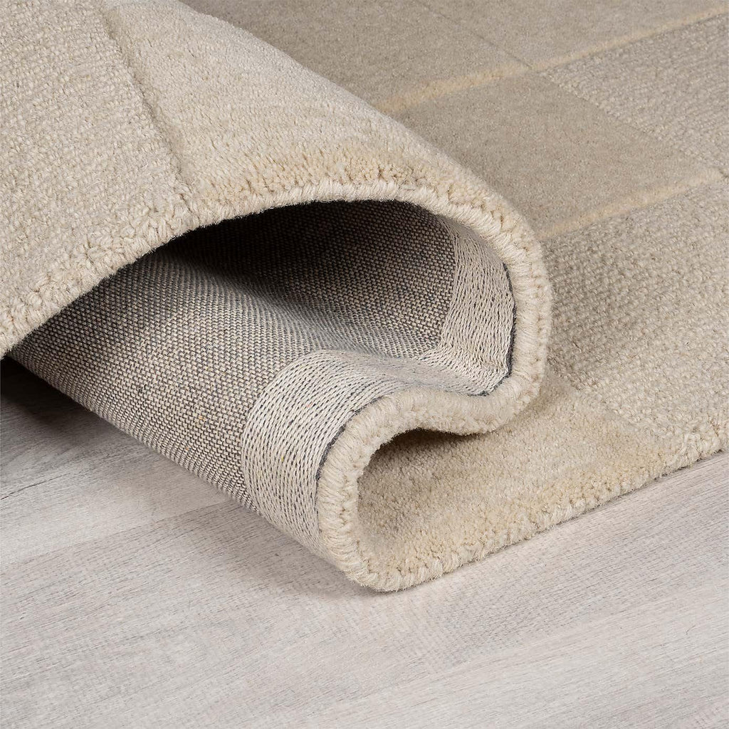 Subtle Beige Patchwork Handmade Wool Carpet