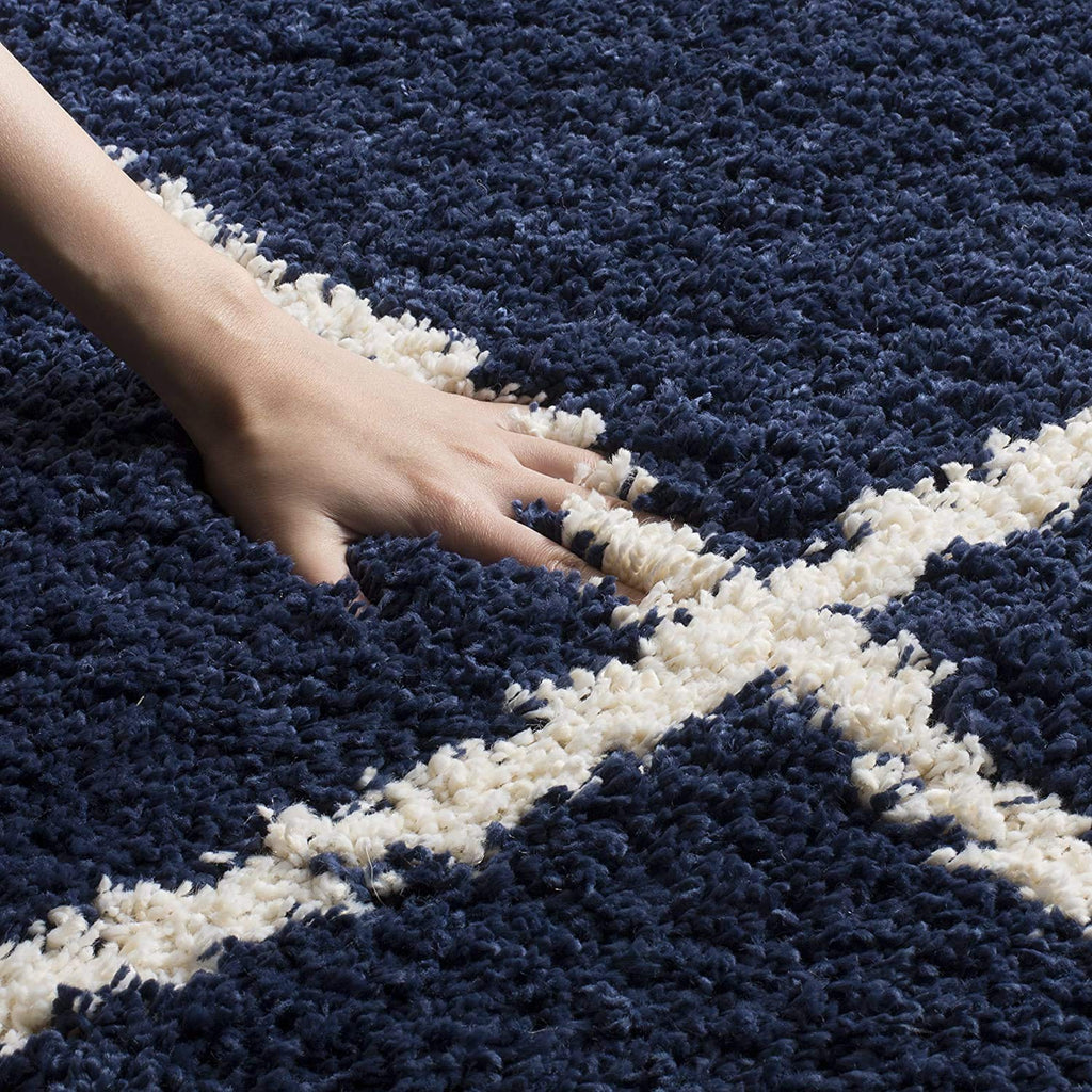 Diamond Pattern Blue Carpet & Rug