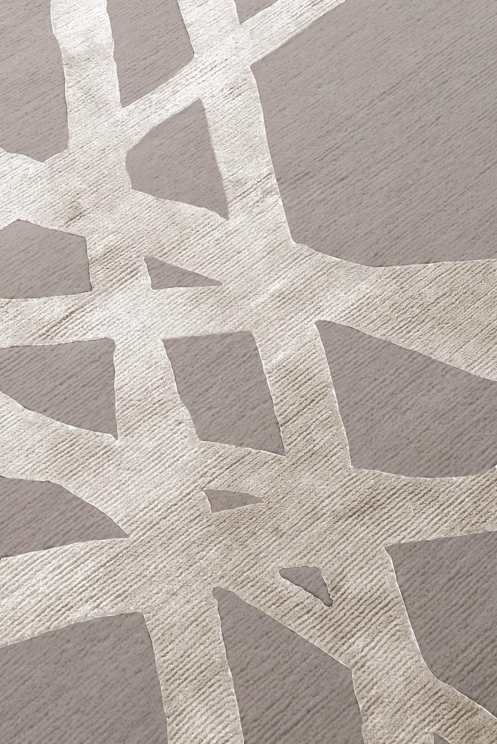 Modern Beige Cross Line Designer Wool & Viscose Carpet