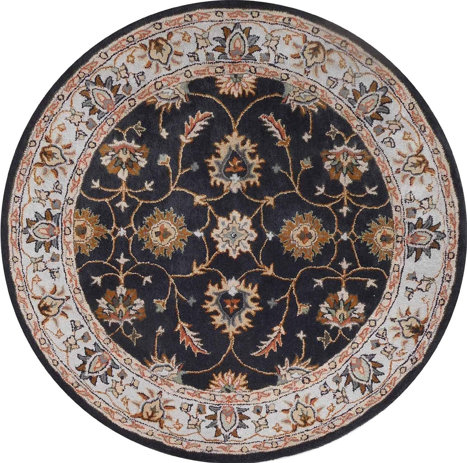 Export Quality Handmade Floral Woollen Round Carpet for Living Room
