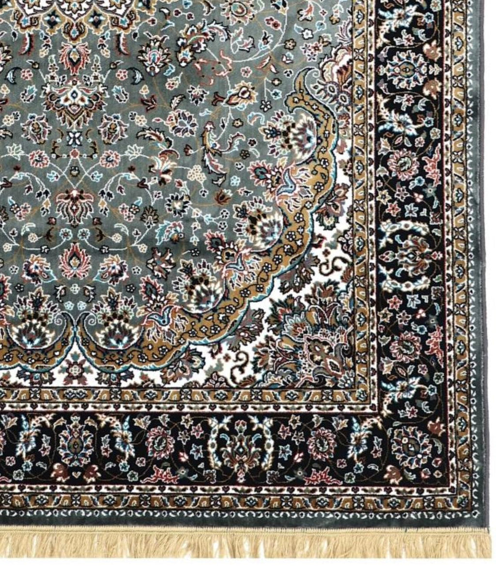 Traditional Grey Medallion Border Rug