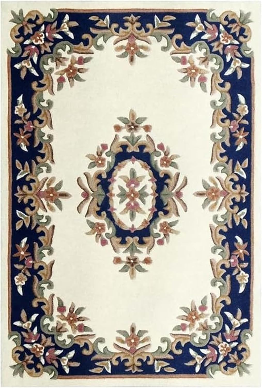 Cream Blue Abushan Persian Style Carpet & Rug