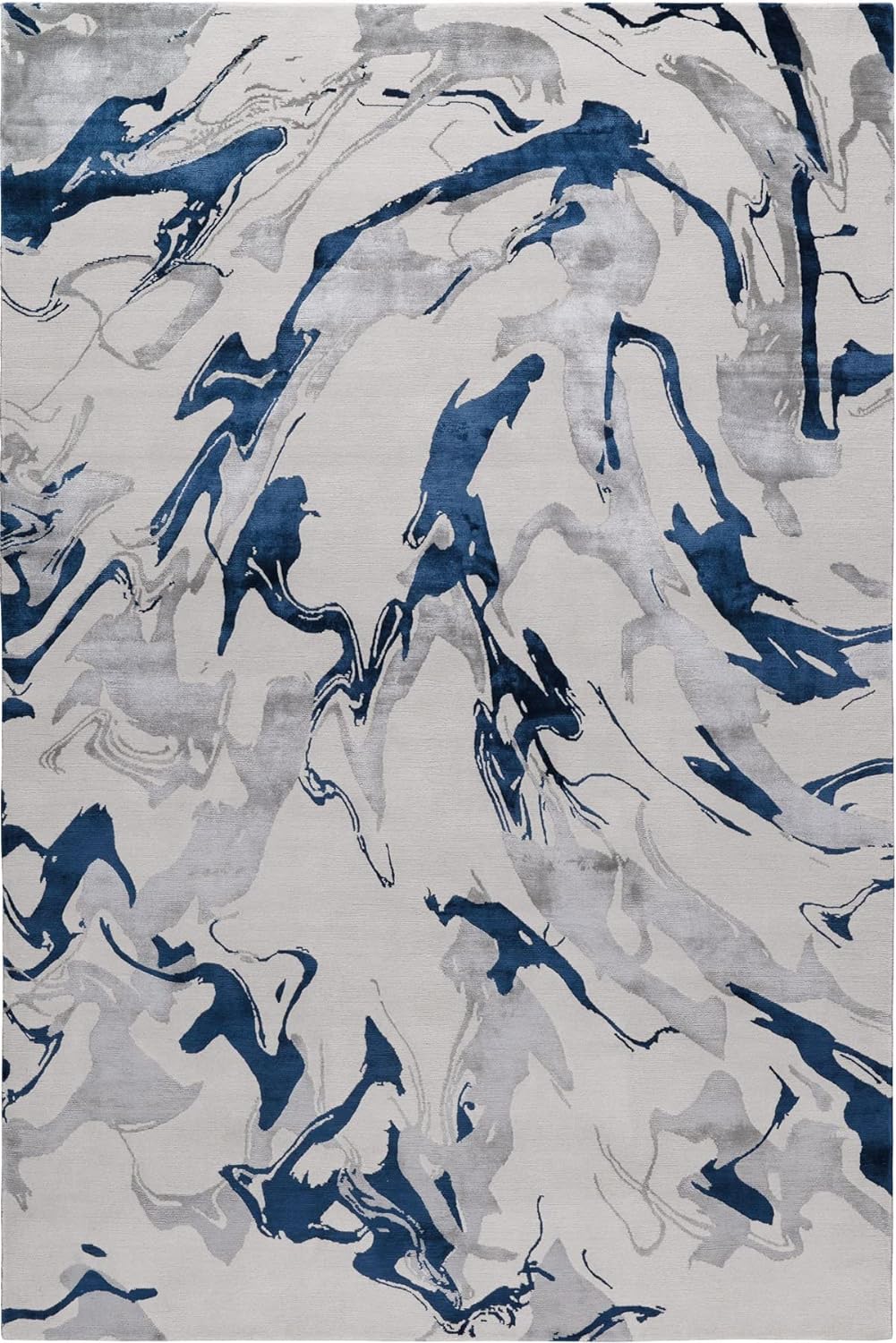 White Ink Flow Designer Wool & Viscose Carpet