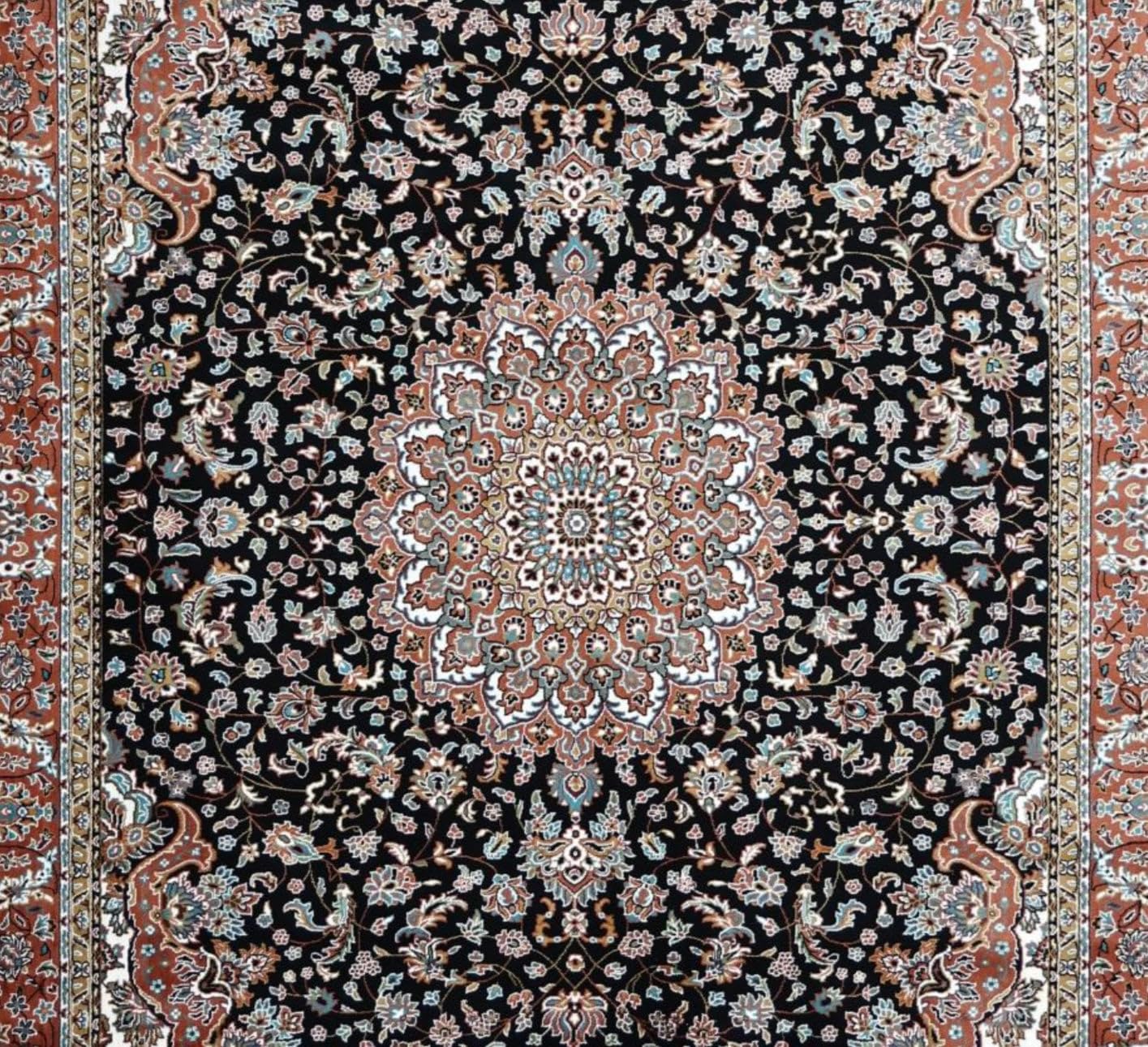 Exquisite Black Persian Medallion Rug